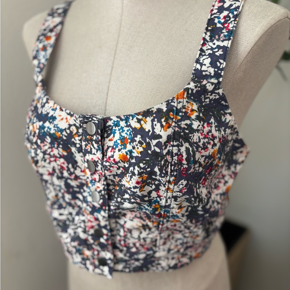 Bcbgeneration Multicolor Button-Front Crop Top - image 2